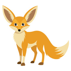 Cartoon Fennec Fox animal .Suitable for children's books, sticker,mascot, logo.Vector illustration animal on white background