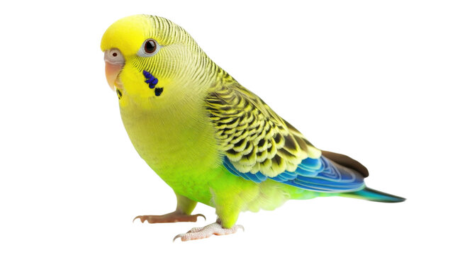 Colorful budgerigar perched elegantly in a bright and clean environment showcasing vibrant feathers and charming features