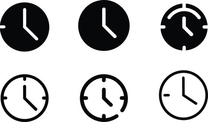 Set of clock icons. Clock, time.