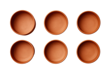 Set of Clay Planters with Equal Distribution on transparent background