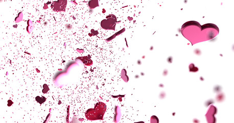  Red heart love confettis. Valentine's day falling