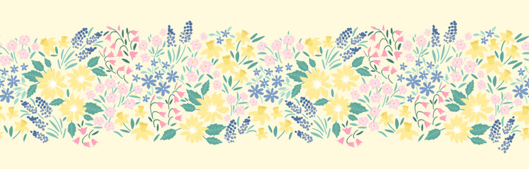 Lovely hand drawn floral seamless pattern, cute doodle flowers great for textiles, wrapping, banners, cloth, surface - vector design