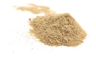 Cinnamon powder on a beautiful white background.