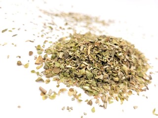 Awesome pile of aromatic basil leaves.