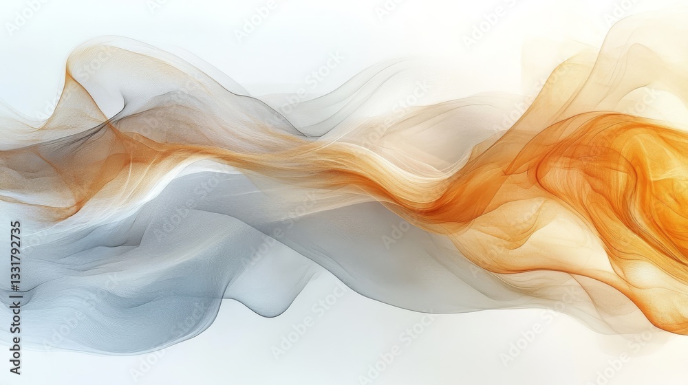 Wall mural abstract composition depicting flowing forms of color and light