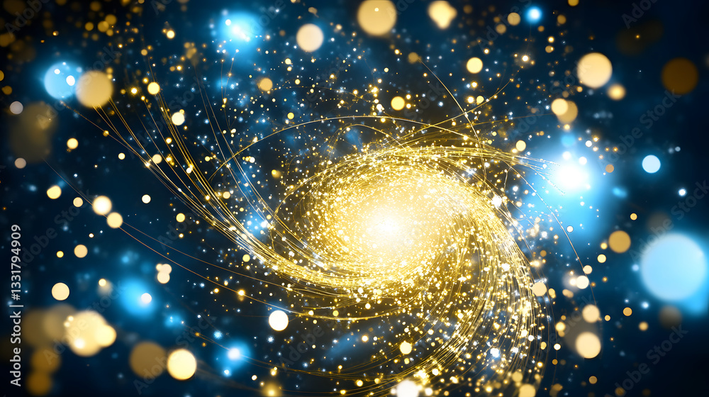 Poster abstract cosmic light patterns digital art representing scientific theories in dark space