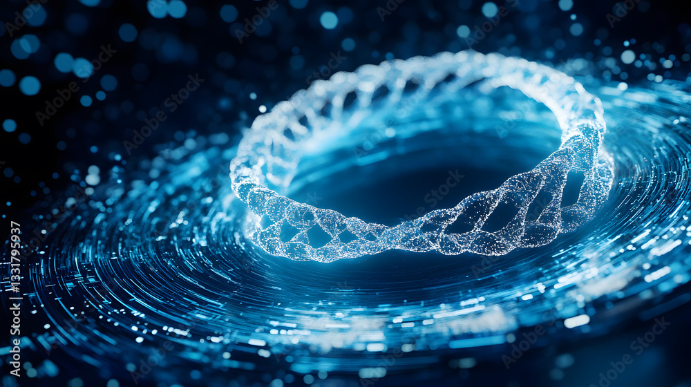 Poster high-tech genetic analysis visualization in a futuristic digital environment