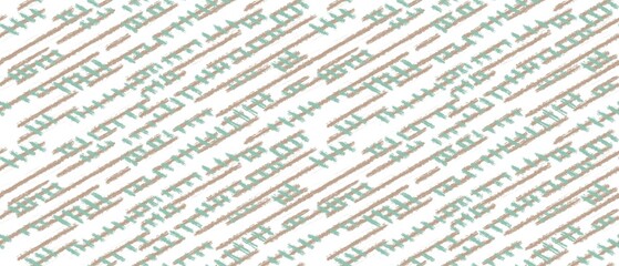 Obraz premium Seamless abstract geometric pattern. Simple background in green, brown, white. Digital brush strokes, diagonal lines. Design for textile fabrics, wrapping paper, background, wallpaper, cover.