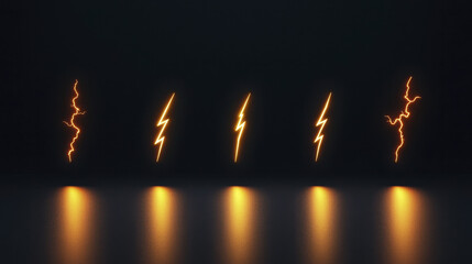 Bright lightning bolt icons glowing against dark background, creating striking visual effect