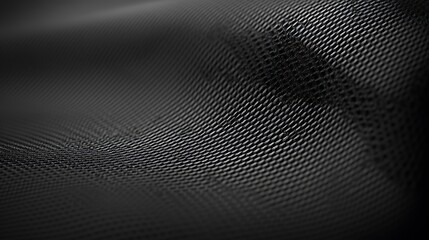 Close-up of textured black fabric showing intricate weave and surface detail with dramatic lighting and shadows