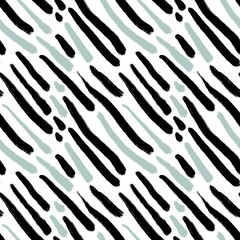 Seamless abstract geometric pattern. Background in black, green, white. Illustration. Diagonal lines. Design for textile fabrics, wrapping paper, background, wallpaper, cover.
