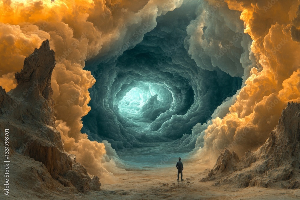 Leinwandbilder mysterious path through swirling clouds leads to an unknown destination at dusk
