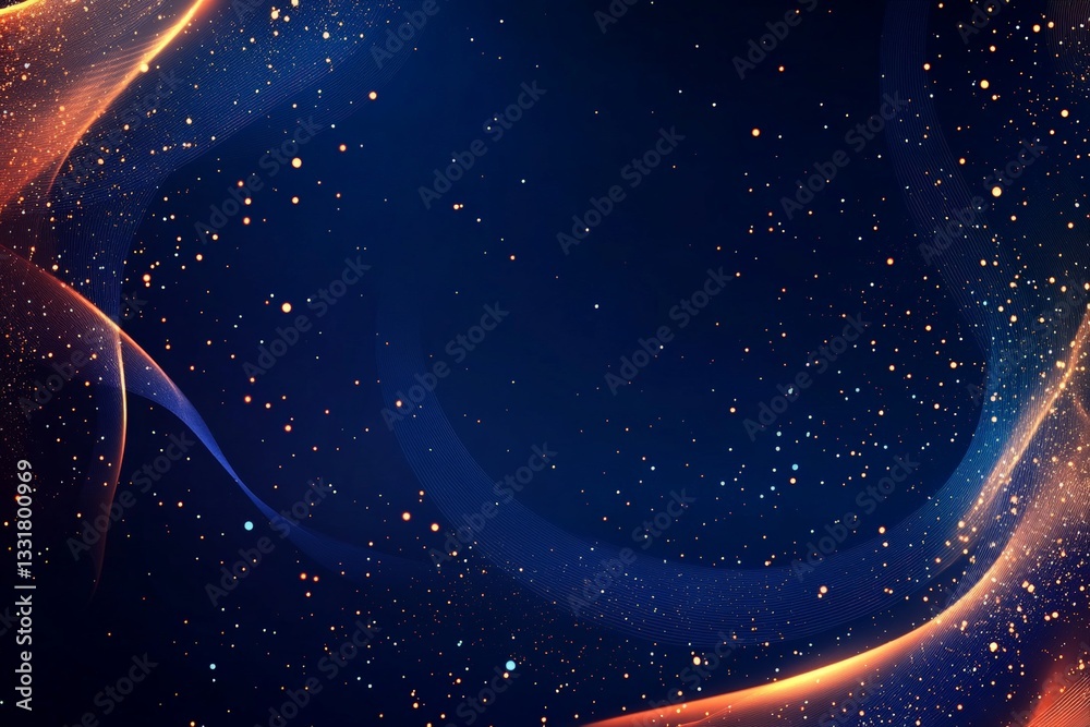 Leinwandbilder Dynamic cosmic background with shimmering particles and flowing colors in deep blue