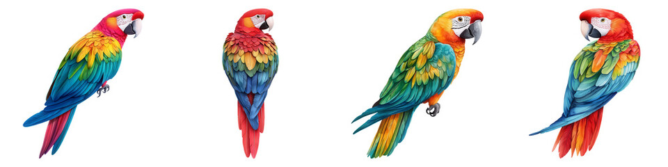 Fototapeta premium Colorful Watercolor Art Piece of Vibrant Parrots with Detailed Feathers