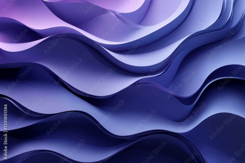 Poster Colorful abstract wave pattern in shades of blue and purple creating a fluid design effect