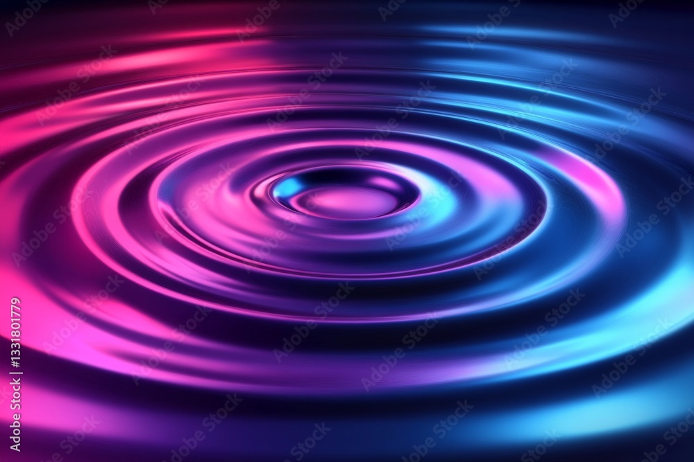 Aufkleber Colorful water ripples create mesmerizing patterns under vibrant light in a serene setting