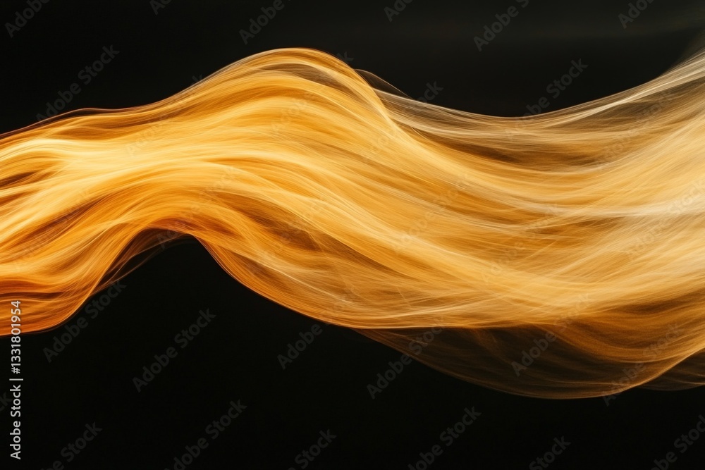 Aufkleber Golden strands of hair flow gracefully against a dark background in a captivating display of movement and light