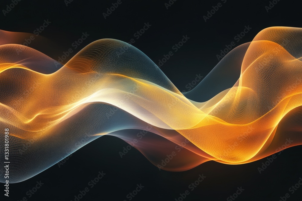 Poster Dynamic flow of vibrant colors creating an abstract composition in a dark background