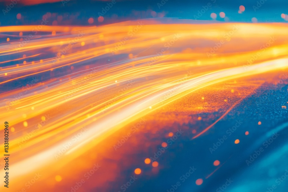 Aufkleber Colorful light trails create a dynamic visual effect during nighttime in an urban setting