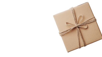 Gift wrapped in simple brown paper with twine bow on a white background, perfect for any special occasion or celebration