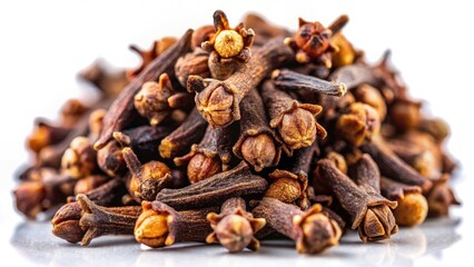 Obraz premium Close-up Clove Spice Macro Photography, Isolated White Background, Aromatic Spice, Culinary Photography