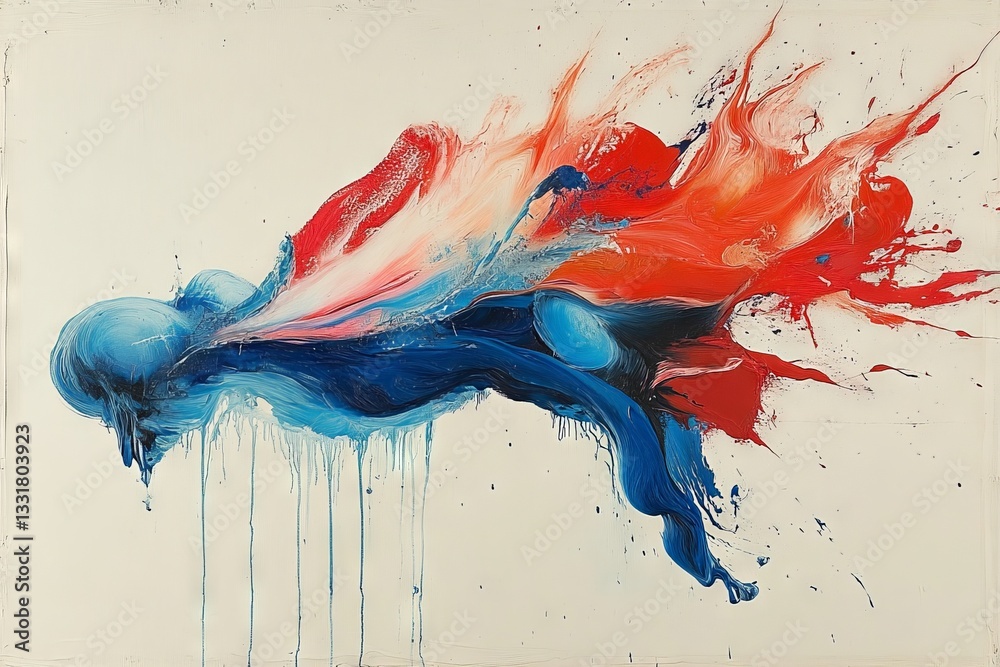 Poster bold expression of movement and emotion captured in vibrant colors during a contemporary art exhibit