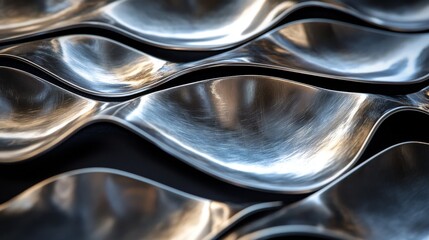 Abstract metallic wave shapes arranged in a flowing and graceful manner