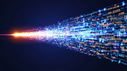 Futuristic Stream of Code Bright, Saturated Abstract Digital Data Flowing Through Cyberspace