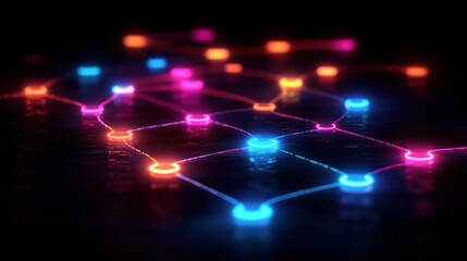 Futuristic Software Development Flowchart for Machine Learning and Programming Concepts with Neon Visuals