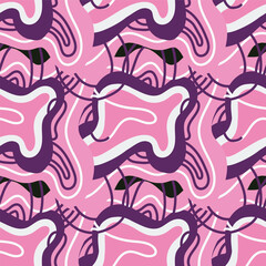 Seamless pattern with abstract doodle ornaments. Vector texture.