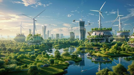 A Vision of a Sustainable Future: Eco-friendly Cityscape with Renewable Energy