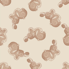 Seamless pattern with abstract doodle ornaments. Vector texture.