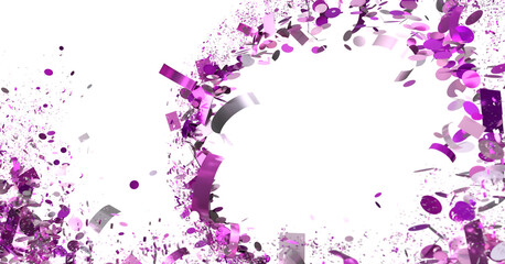 Abstract festive background with purple confetti. Ideal for celebrations, parties, and events.