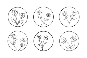 Flowers circle frame Vector art.