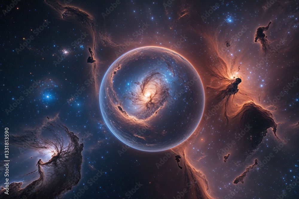 Wall mural high resolution 360 degree deep space nebula hdri spherical environment map and cosmic background