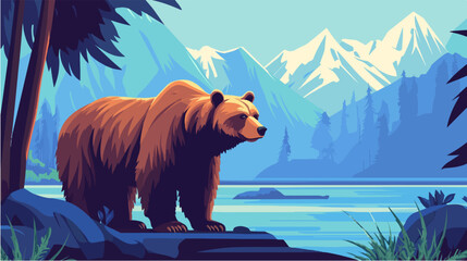 Brown bear illustration. Bear. Wild animal.