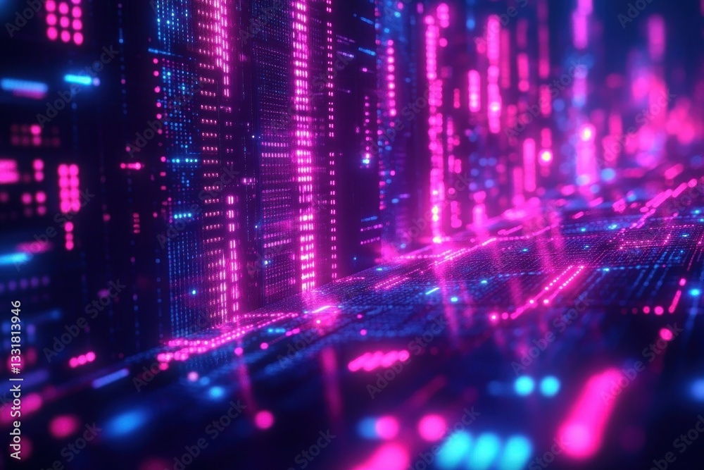 Leinwandbilder futuristic cyberpunk server room with artificial intelligence and big data processing technology