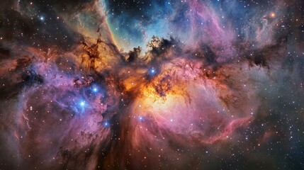 Obraz premium Nebula in Deep Space, Cosmic Colors, Astronomical View