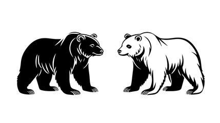 Fototapeta premium Black and white illustration of a brown bear. Bear. Wild animal.