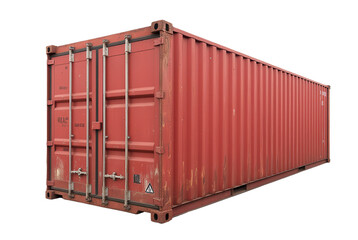 Red Shipping Container with Weathered Texture and Rusty Details
