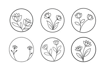 Flowers circle frame Vector art.