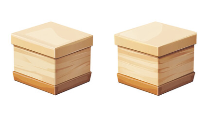 Wooden storage boxes with smooth surfaces and minimalistic design in light colors