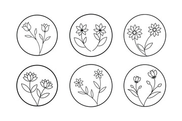 Flowers circle frame Vector art.