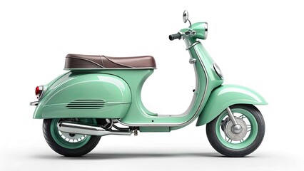 Mint Green Scooter on Transparent Background for Creative Designs, Vintage Vibes, Urban Aesthetics, and Artistic Projects