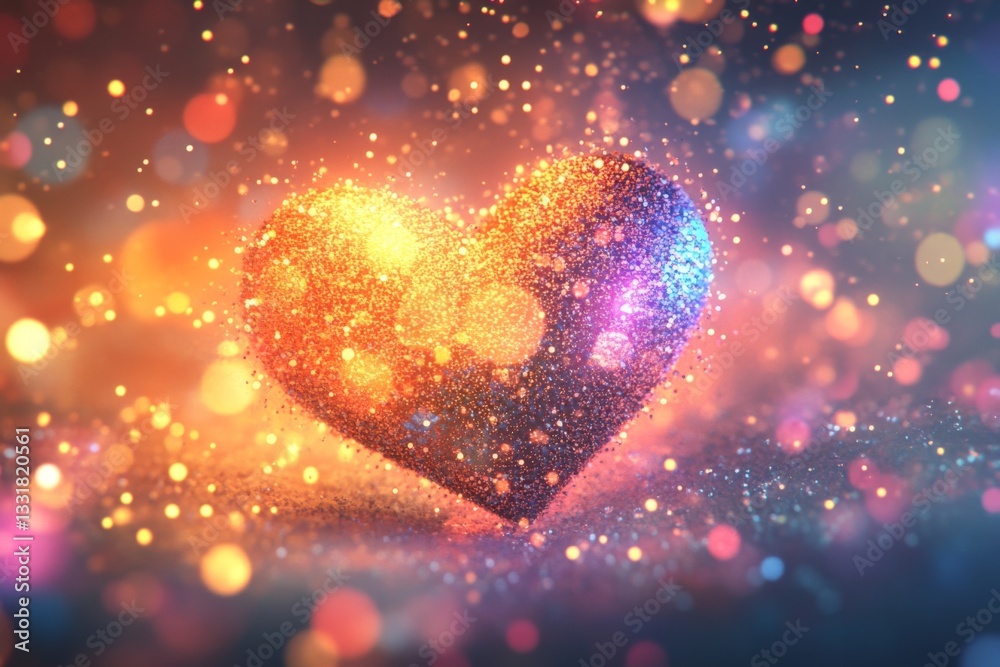 Aufkleber heart shape filled with sparkling lights in vibrant colors during a romantic evening