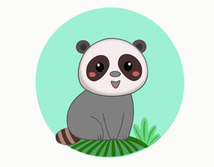 Funny illustration of Panda for cartoons and children's books