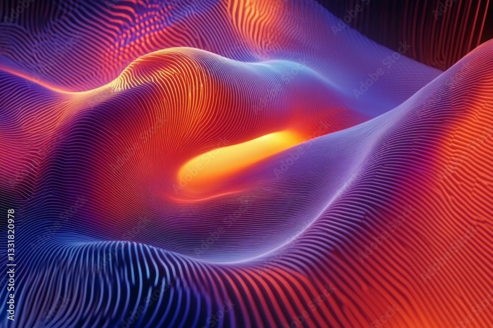 Aufkleber Vibrant abstract waves with glowing patterns showcasing dynamic colors and intricate textures in a digital landscape