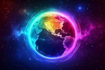 Fototapeta premium Colorful digital depiction of Earth with cosmic background showcasing the beauty of our planet