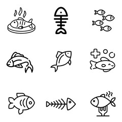 Fish icon set. for mobile concept and web design. vector illustration on white background.