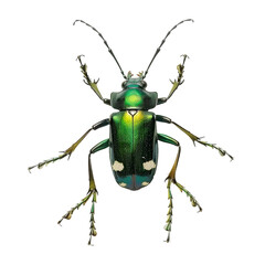 Emerald Green Beetle Close-Up Macro Shot.